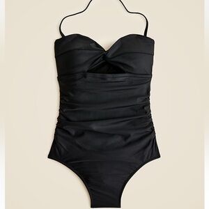 J Crew Long-torso Gemma ruched cutout one-piece Size 10 Black